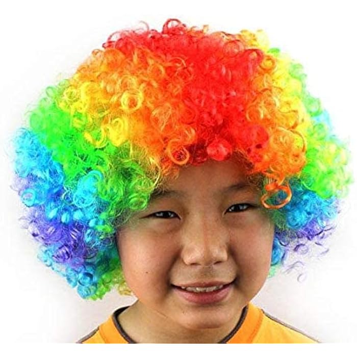 Wonka Generic Halloween Clown Disco and Fans - Multicolored Wig - Image 2